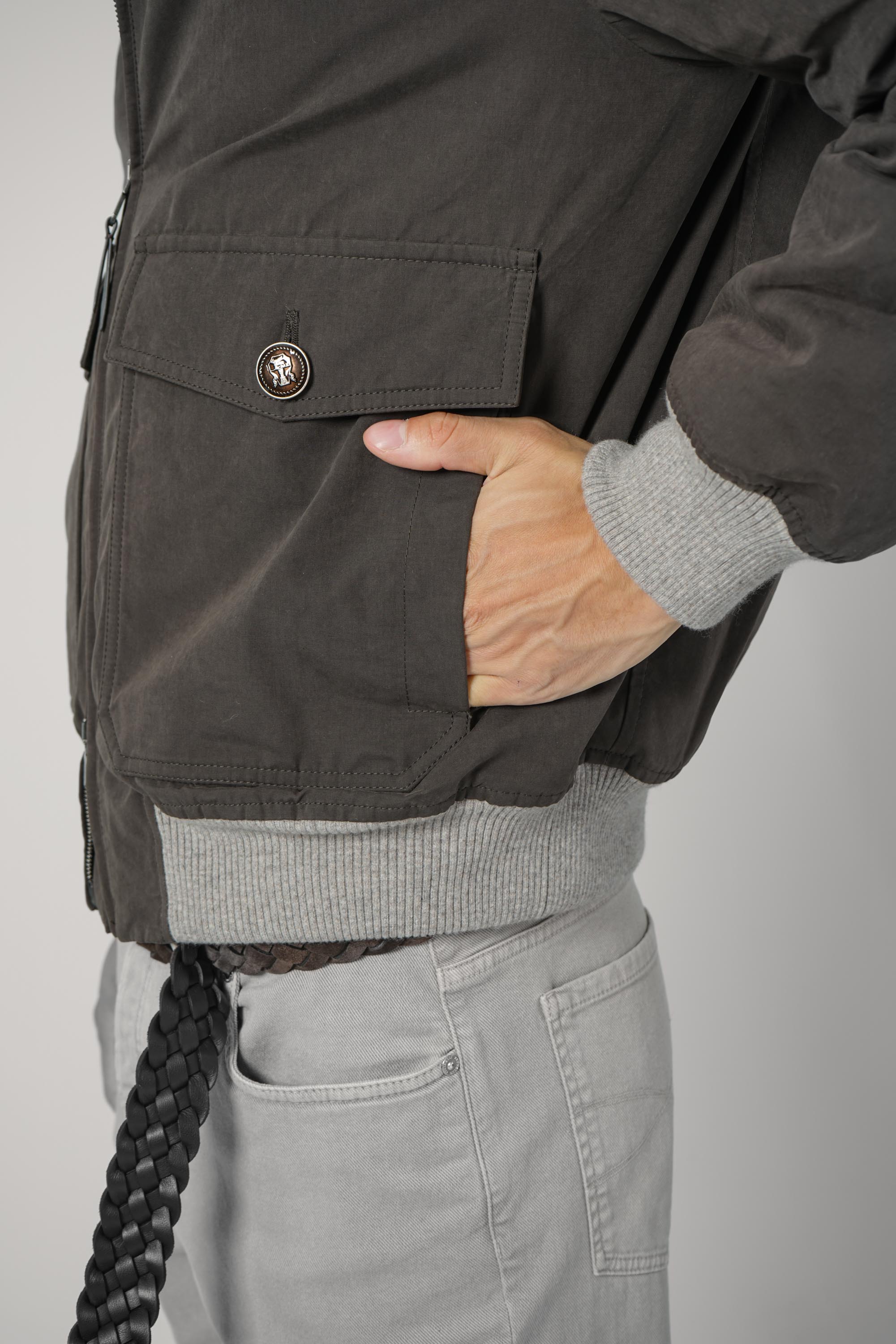Brunello Cucinelli Cotton Bomber Green/Brown