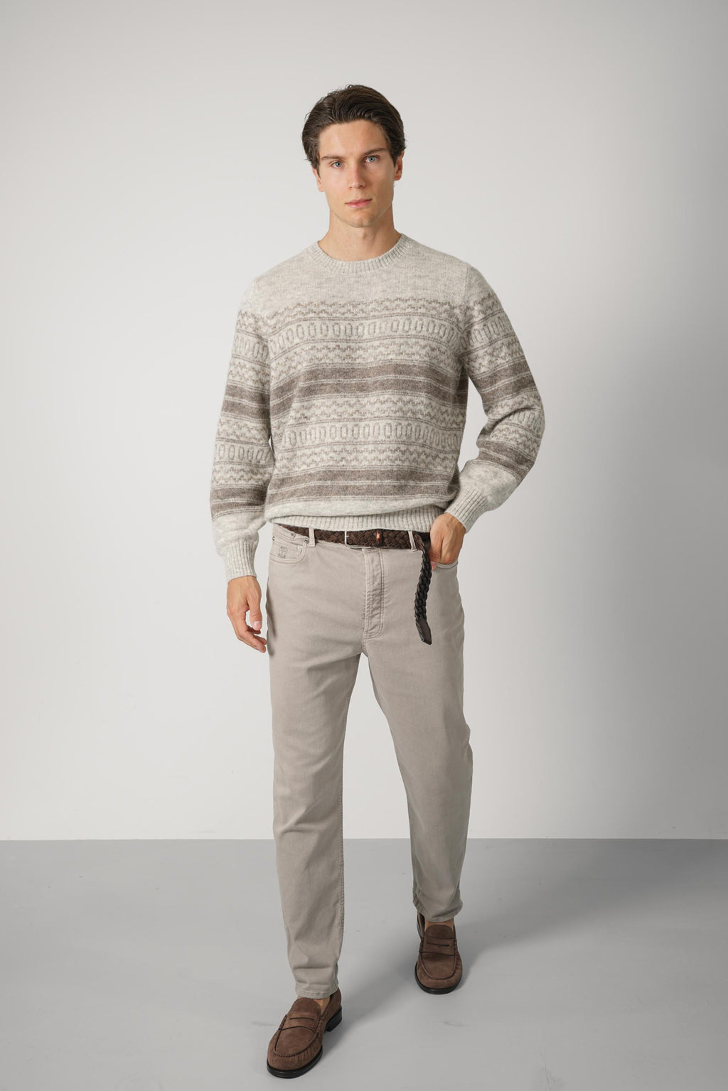 Brunello Cucinelli Nordic Jacquard Knit Chestnut