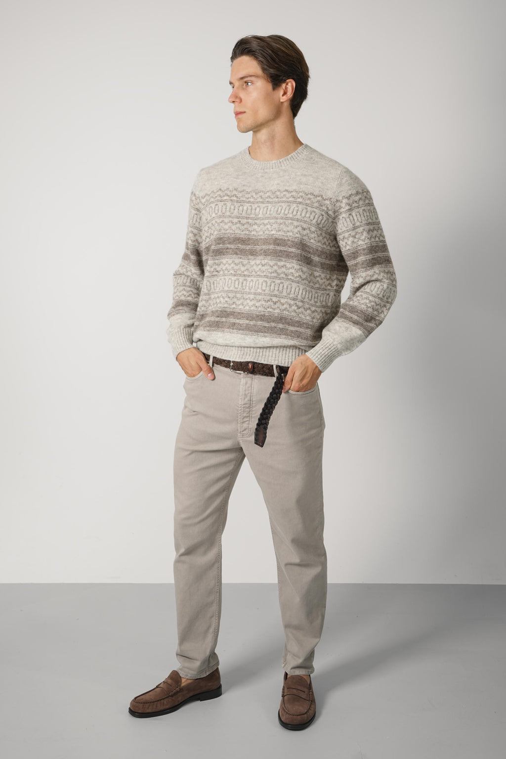 Brunello Cucinelli Nordic Jacquard Knit Chestnut