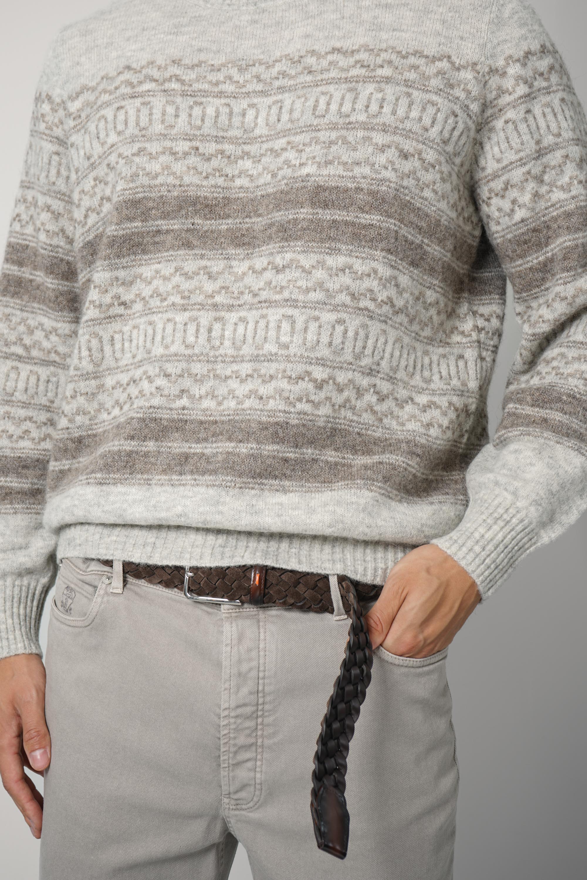 Brunello Cucinelli Nordic Jacquard Knit Chestnut
