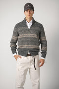 Brunello Cucinelli High-neck cardigan Zipper Grey/Taupe