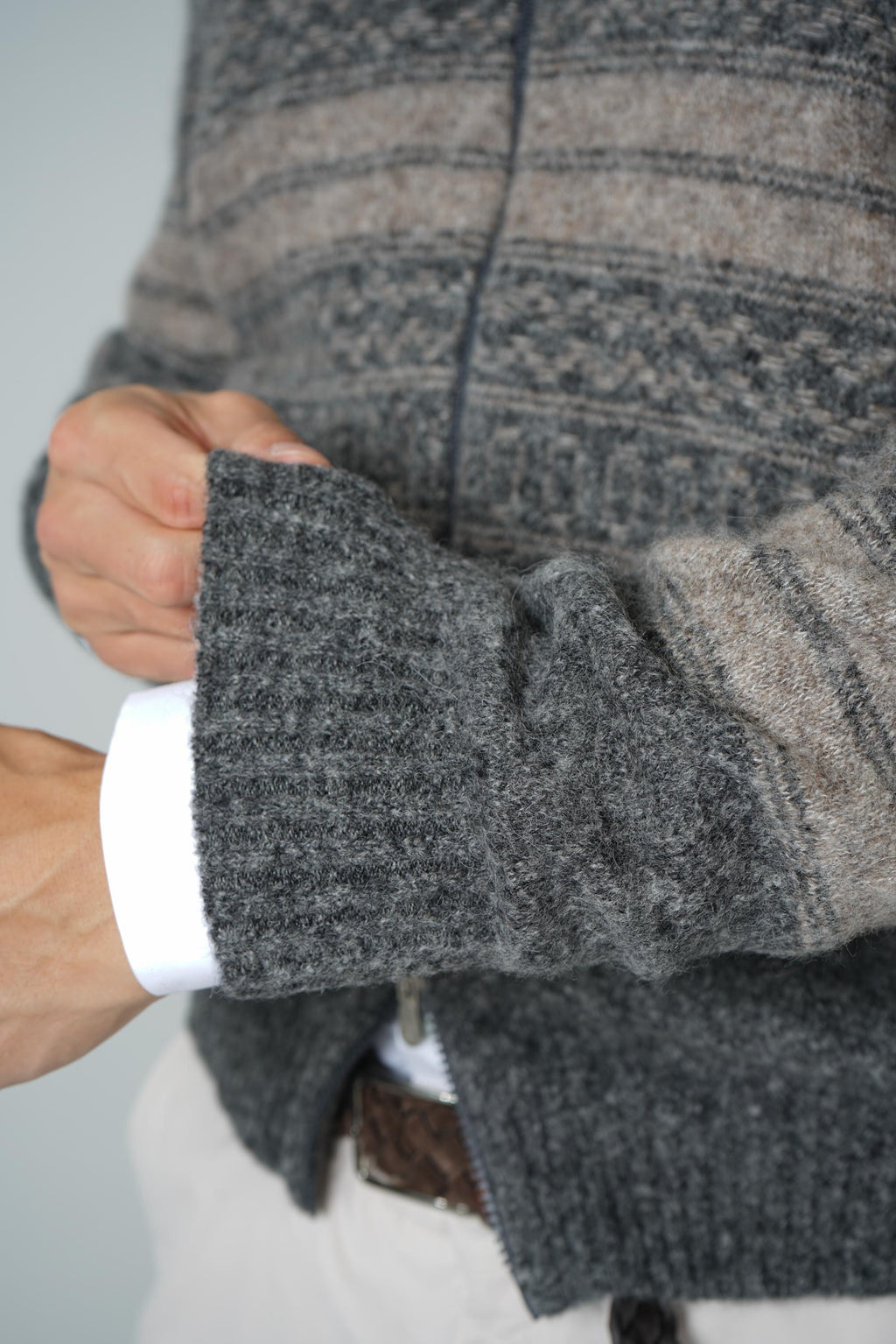Brunello Cucinelli High-neck cardigan Zipper Grey/Taupe