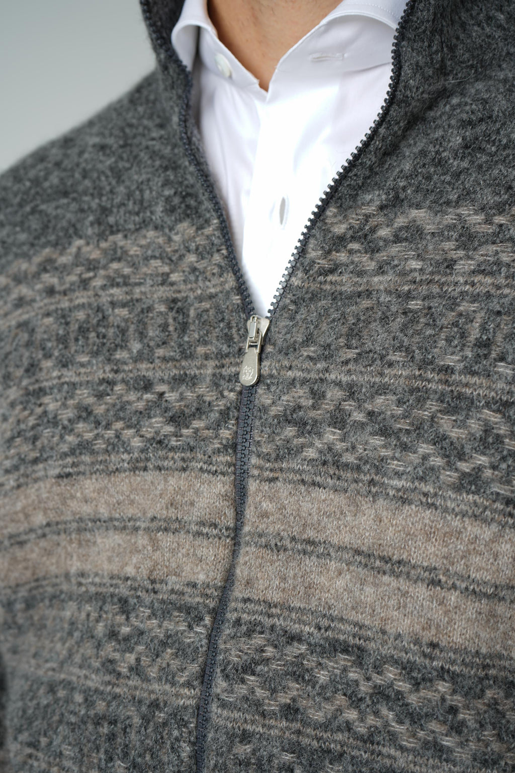 Brunello Cucinelli High-neck cardigan Zipper Grey/Taupe