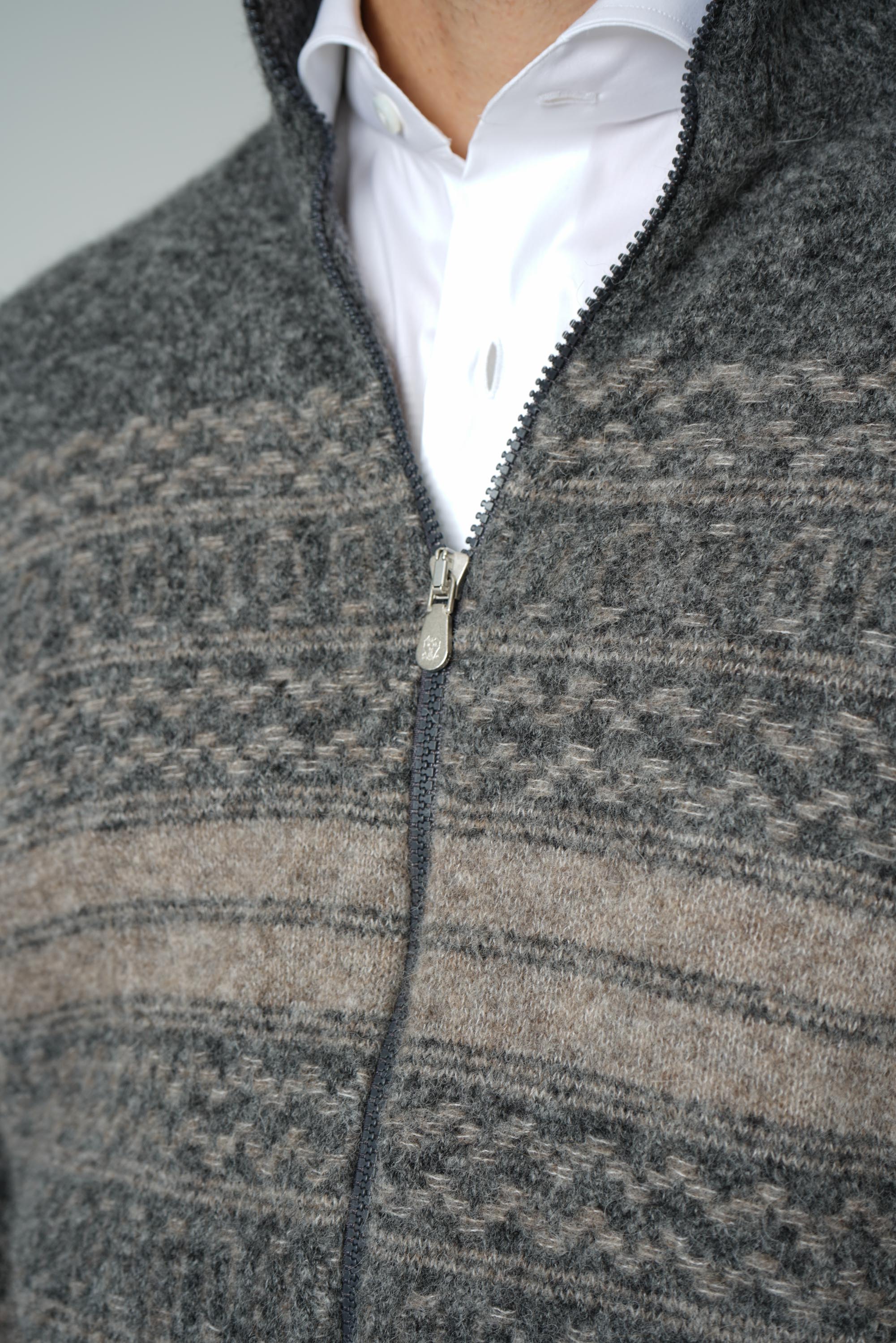 Brunello Cucinelli High-neck cardigan Zipper Grey/Taupe