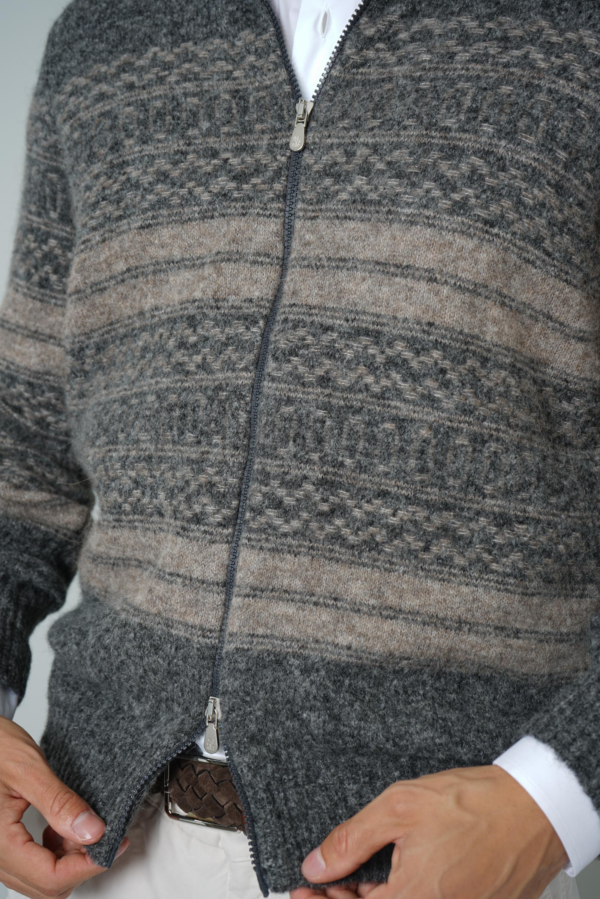 Brunello Cucinelli High-neck cardigan Zipper Grey/Taupe
