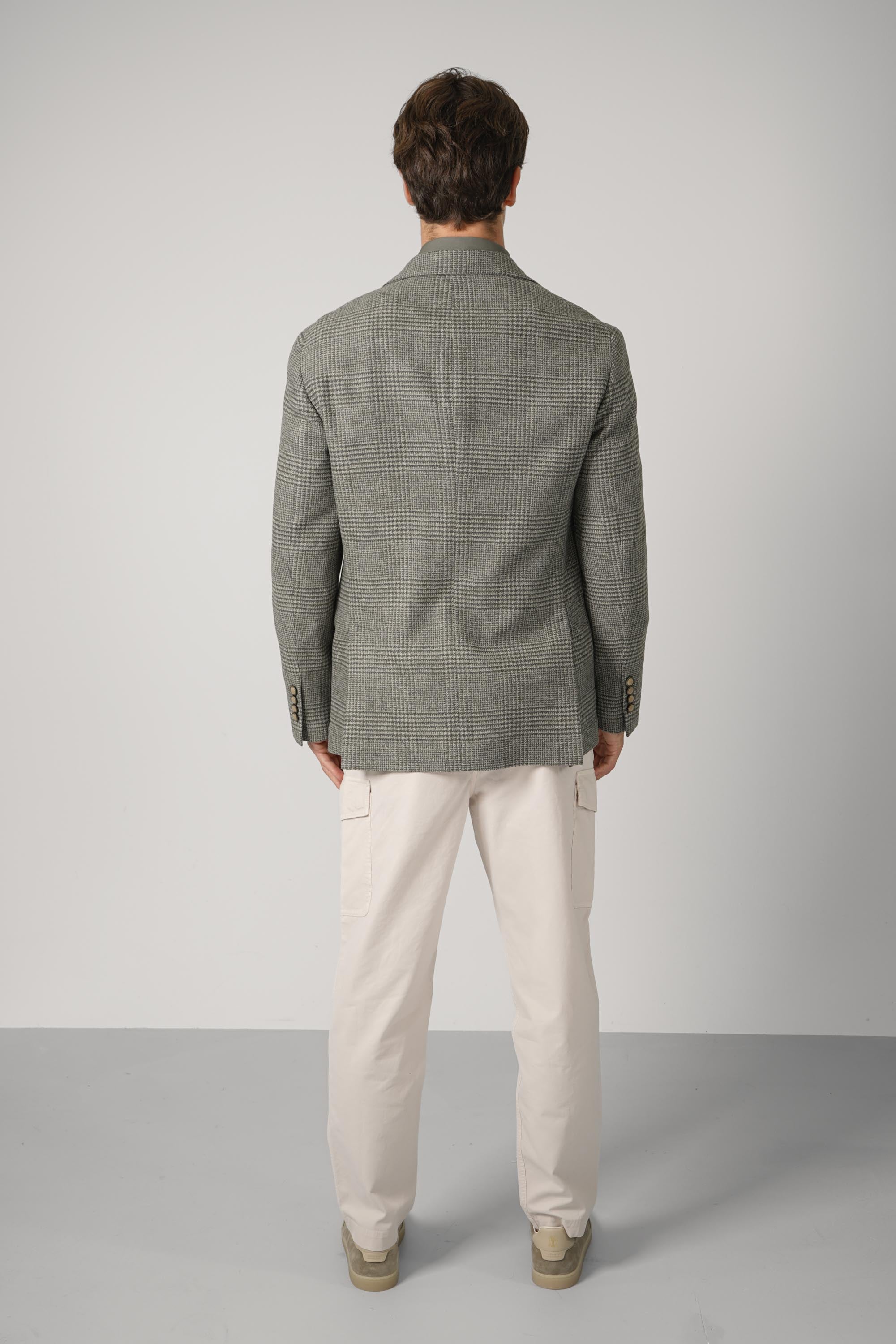 Brunello Cucinelli Prince of Wales Flannel Blazer Military