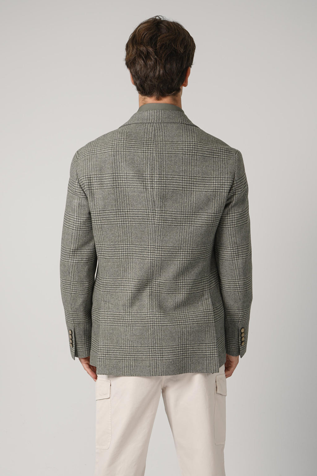 Brunello Cucinelli Prince of Wales Flannel Blazer Military