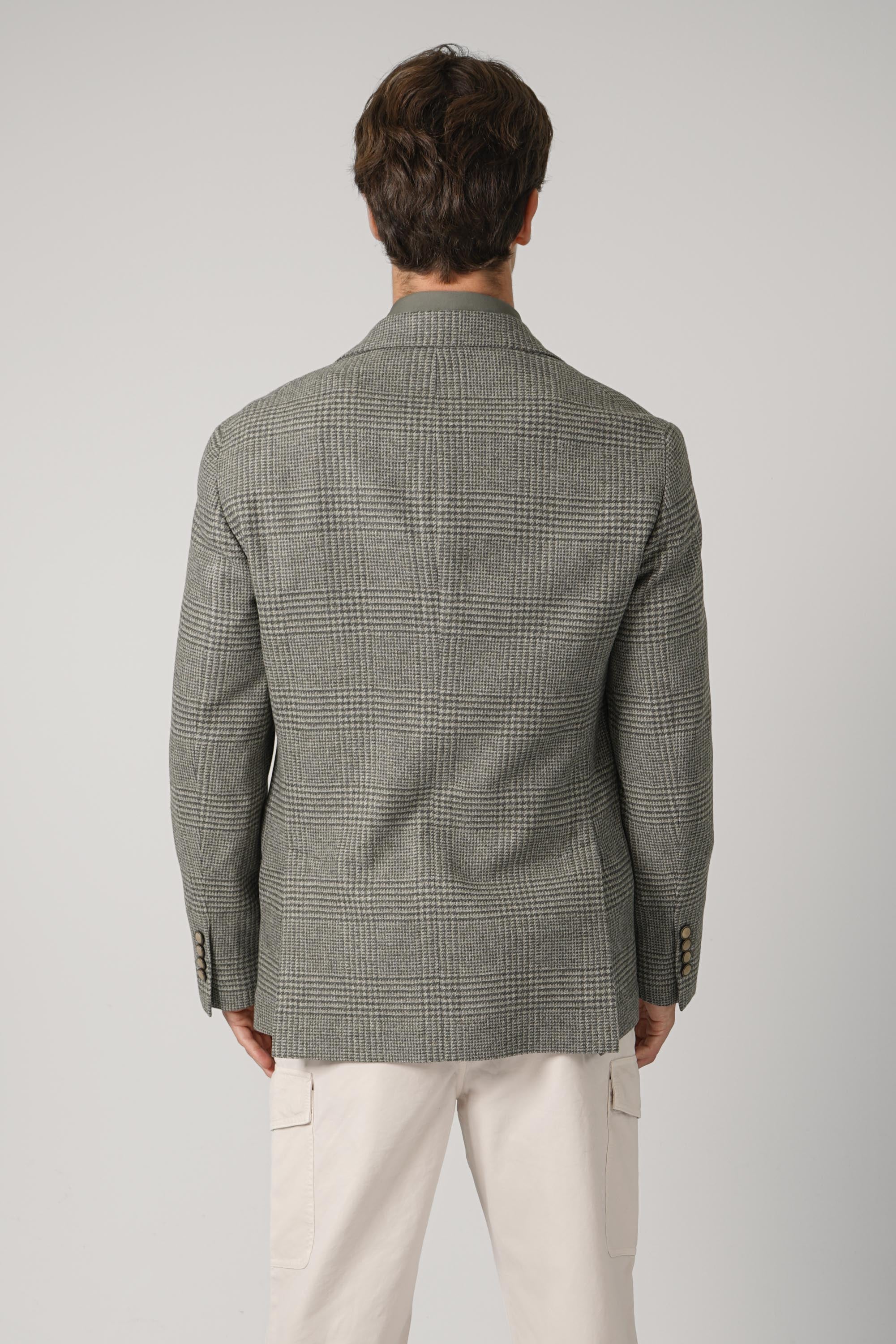 Brunello Cucinelli Prince of Wales Flannel Blazer Military