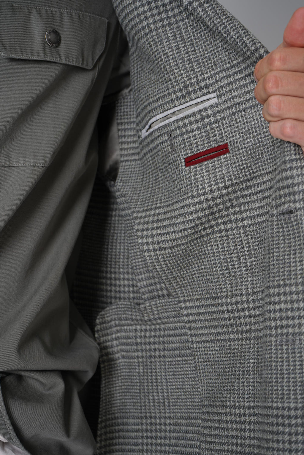 Brunello Cucinelli Prince of Wales Flannel Blazer Military