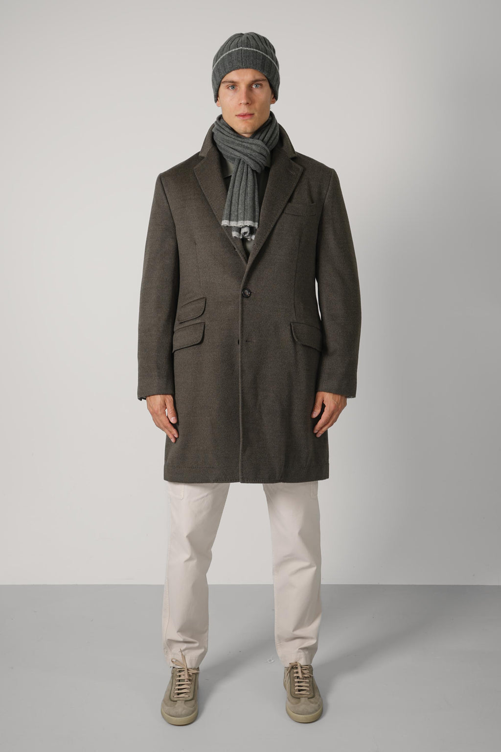Brunello Cucinelli Lighweight Wool Fabric Overcoat Green