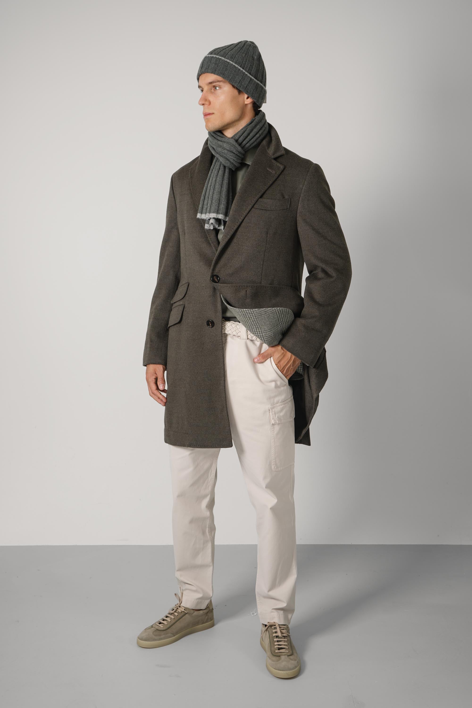 Brunello Cucinelli Lighweight Wool Fabric Overcoat Green