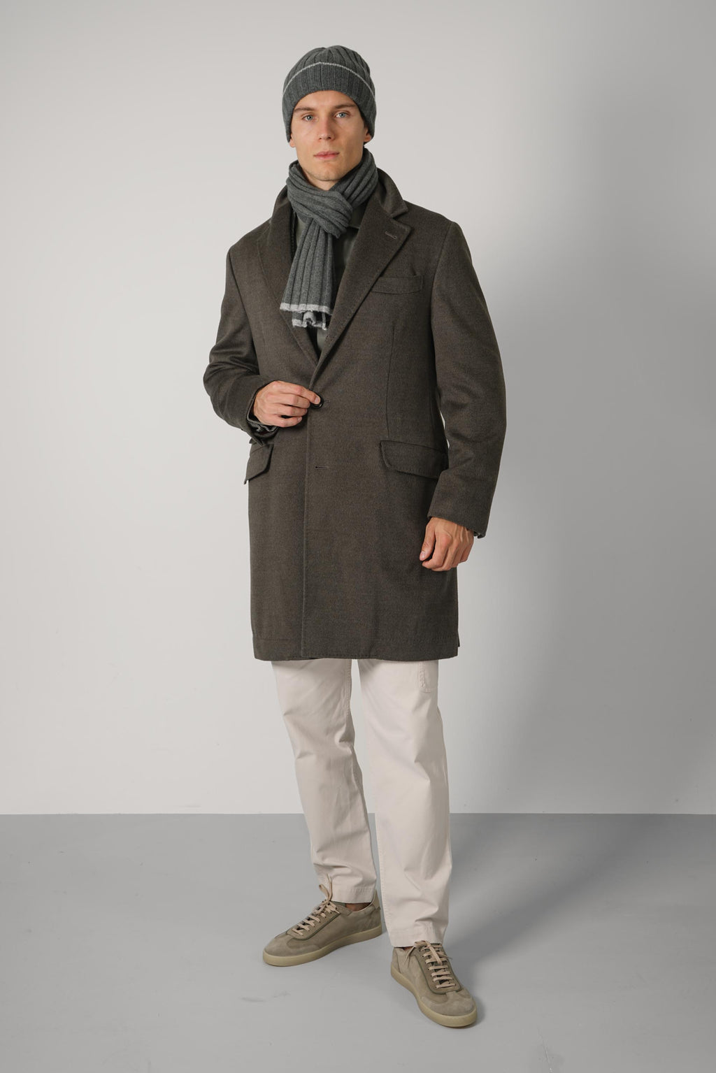 Brunello Cucinelli Lighweight Wool Fabric Overcoat Green