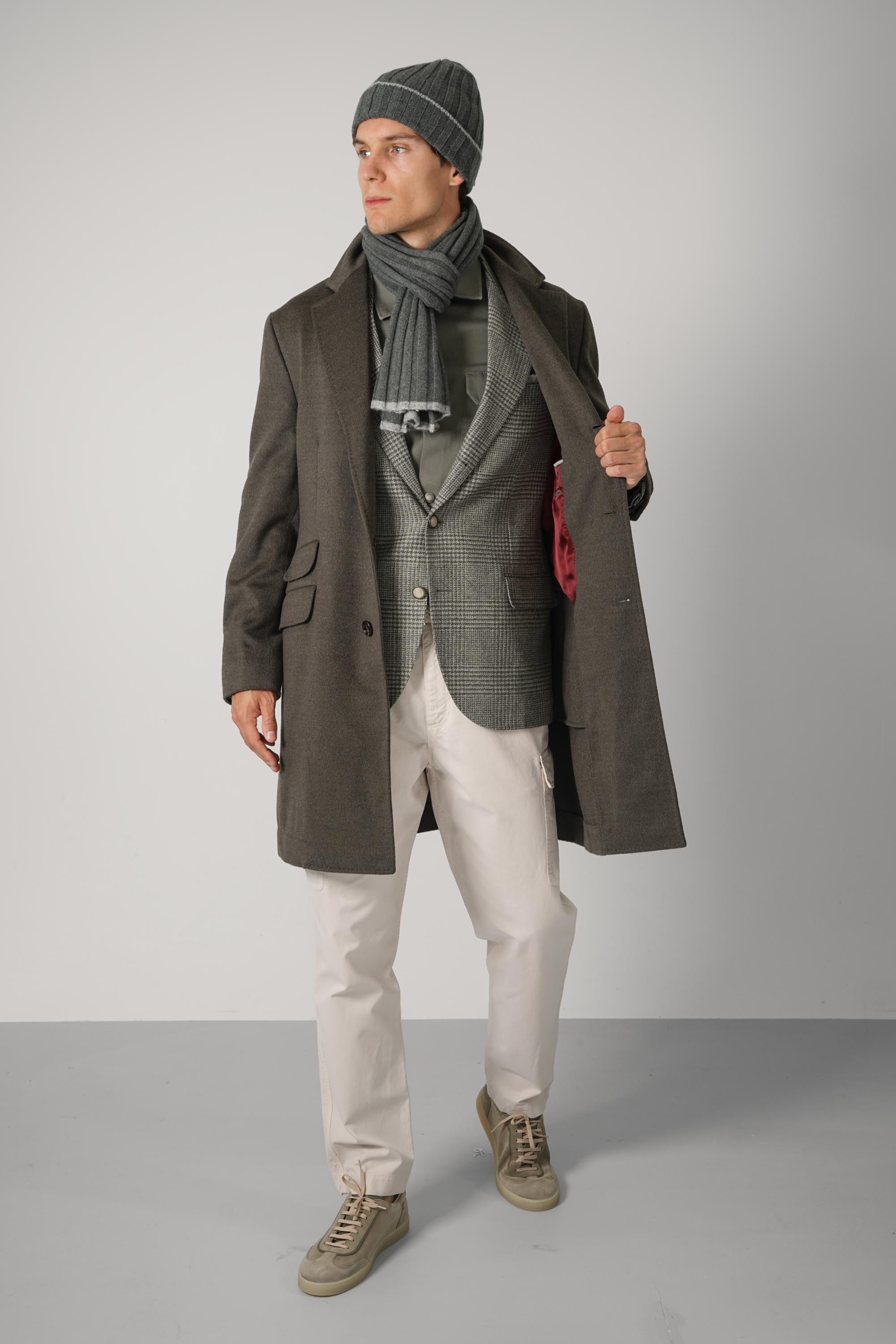 Brunello Cucinelli Lighweight Wool Fabric Overcoat Green