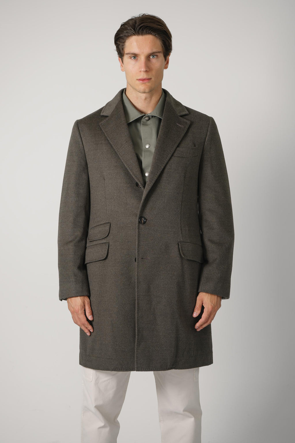 Brunello Cucinelli Lighweight Wool Fabric Overcoat Green