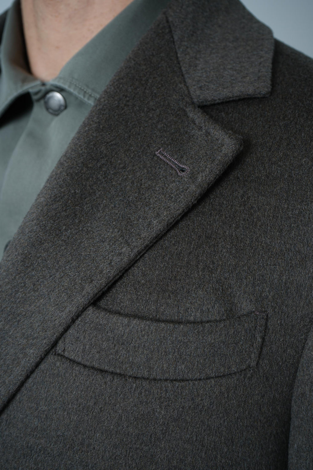 Brunello Cucinelli Lighweight Wool Fabric Overcoat Green