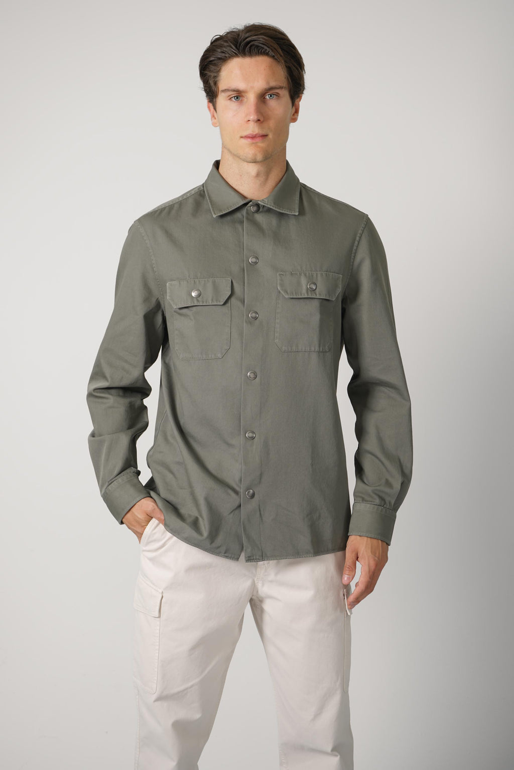Brunello Cucinelli Cotton Garbadine Overshirt Green