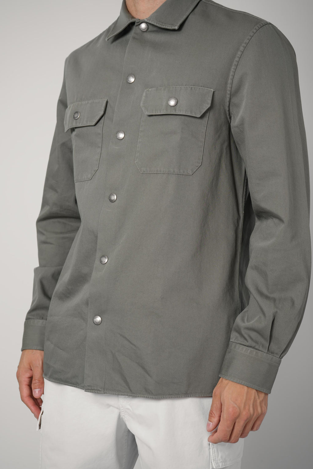 Brunello Cucinelli Cotton Garbadine Overshirt Green