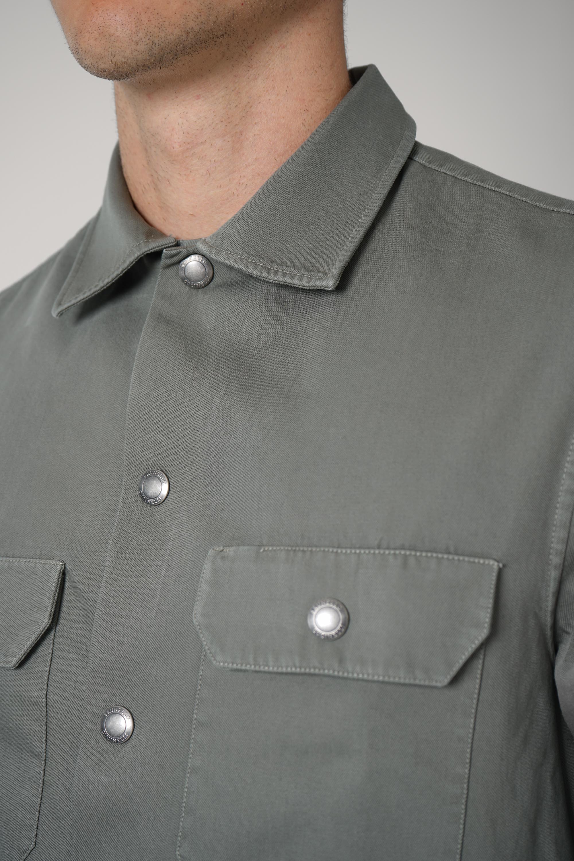 Brunello Cucinelli Cotton Garbadine Overshirt Green