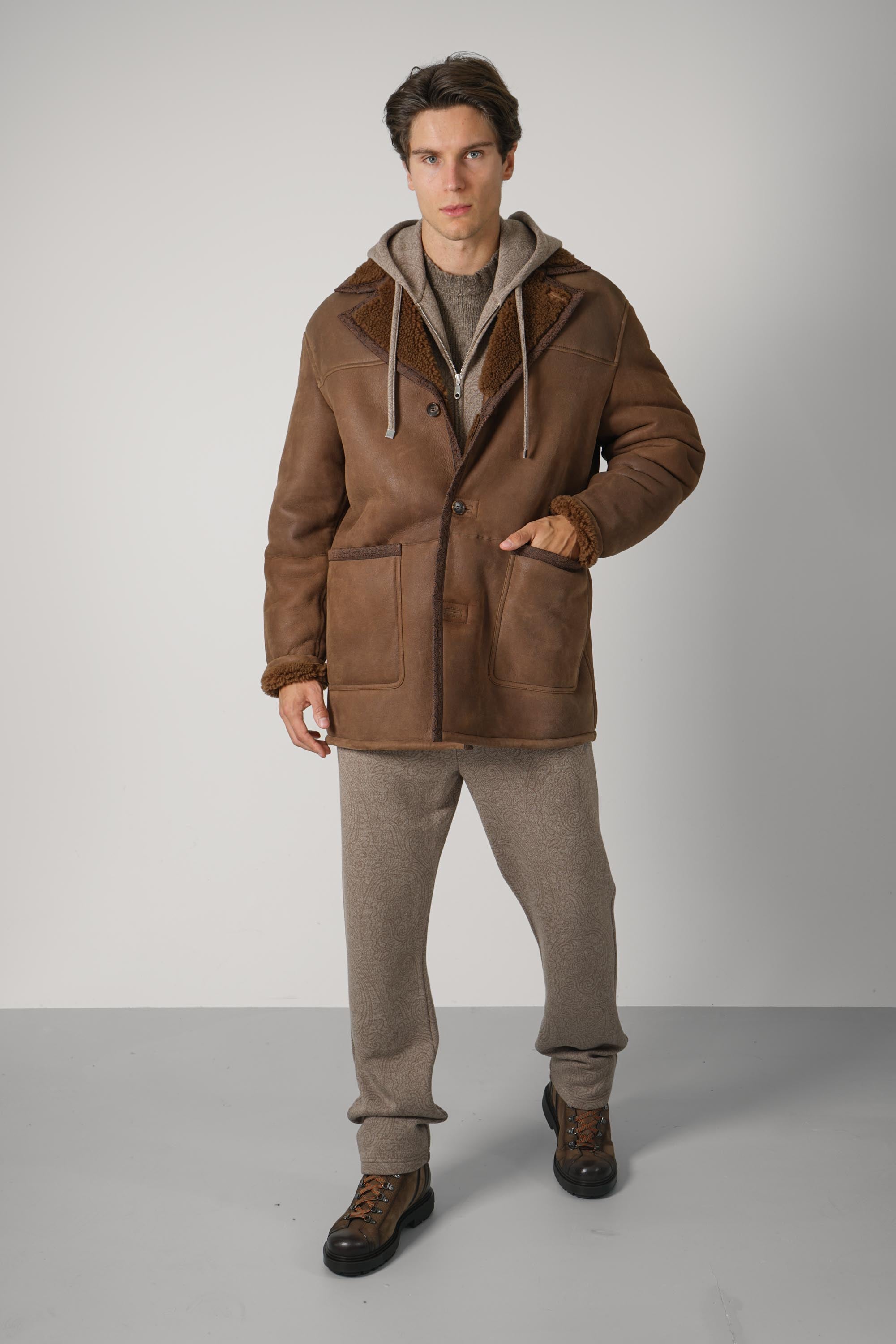 Etro Mid Length Shearling Coat – Brown