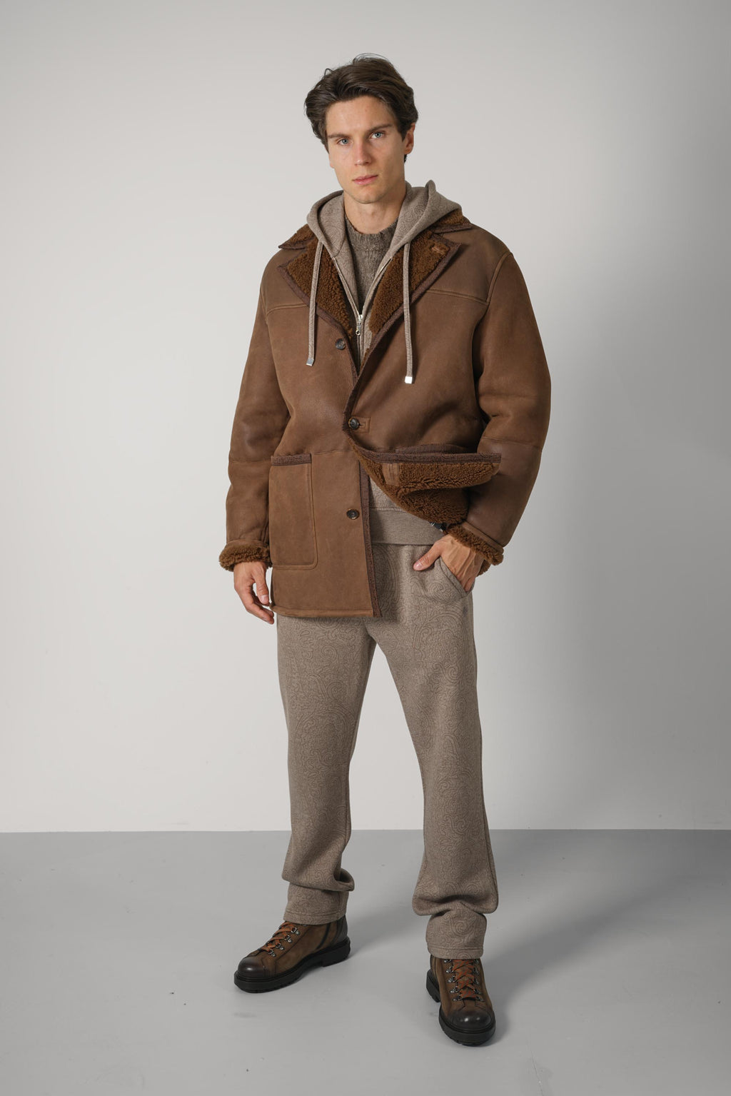 Etro Mid Length Shearling Coat – Brown