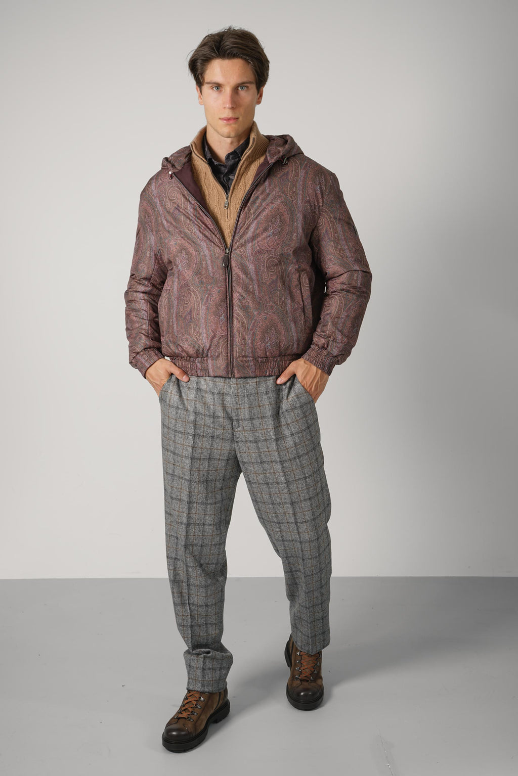 Etro Hooded Padded Bomber – Burgundy