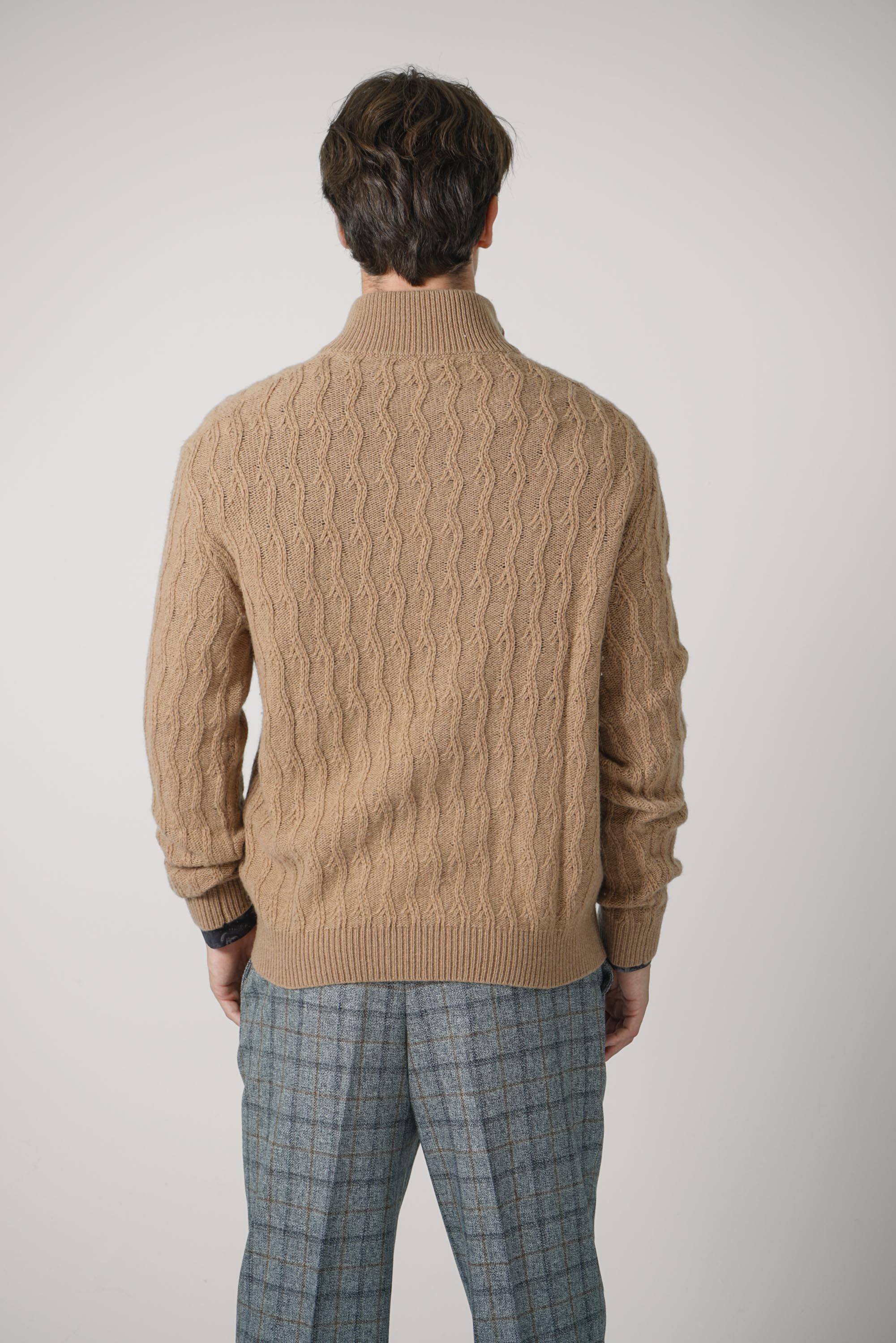 Etro Roma Knitted Quarter Zip Jumper – Camel