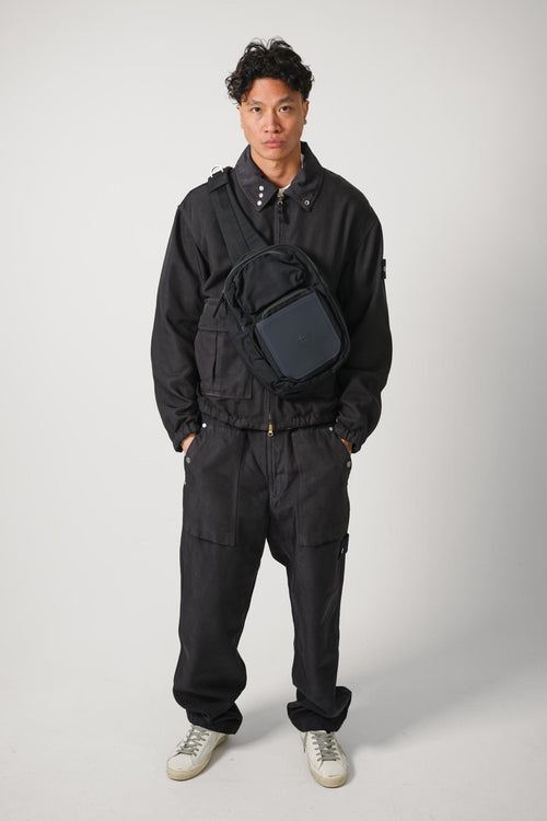 3100002 Stone Island Loose Fit Fatigue Trousers With Archive-Inspired Patch Navy Blue