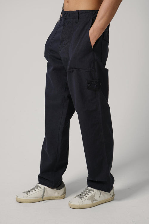 3100016 Stone Island Ghost Linen Regular Fatique Trousers Slate Blue