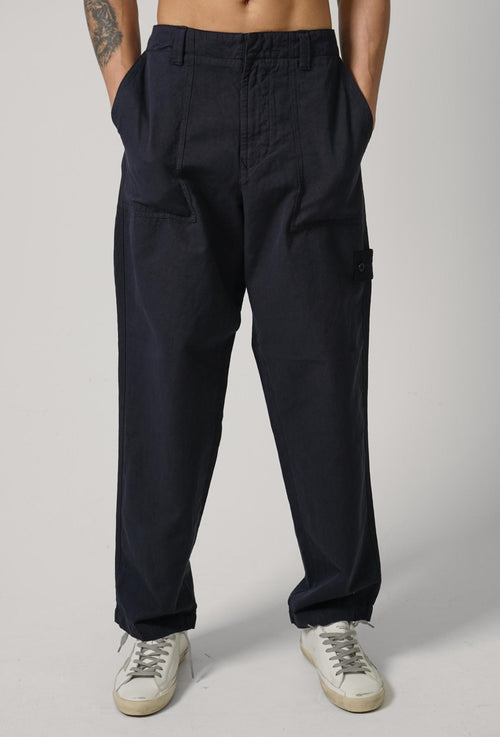 3100016 Stone Island Ghost Linen Regular Fatique Trousers Slate Blue