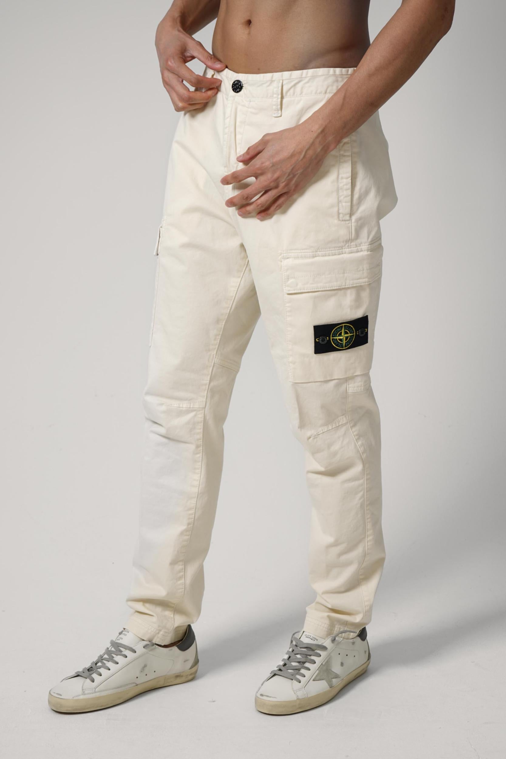 3100051 Stone Island Stretch Broken Twill 'Old' Effect Cargo Pants Beige