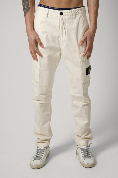 3100051 Stone Island Stretch Broken Twill 'Old' Effect Cargo Pants Beige