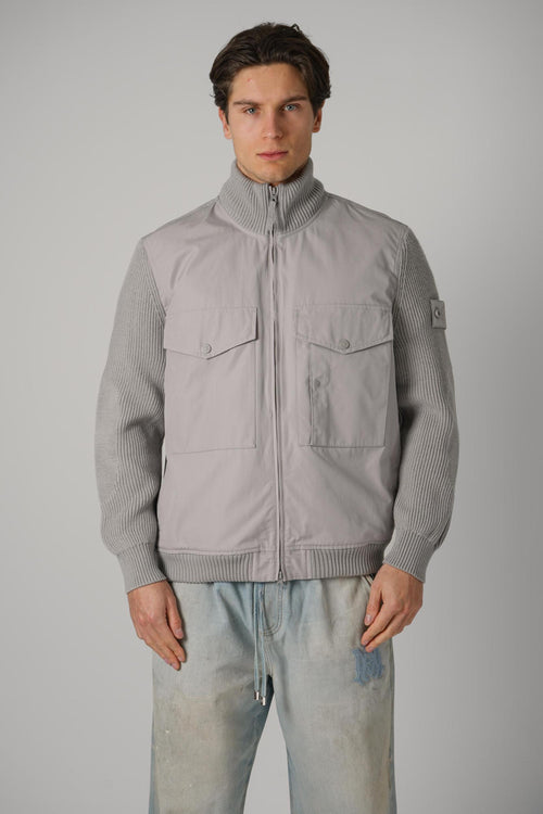 4100044 Stone Island All Weather Cotton Canvas And Knit S.I. Ghost Grey