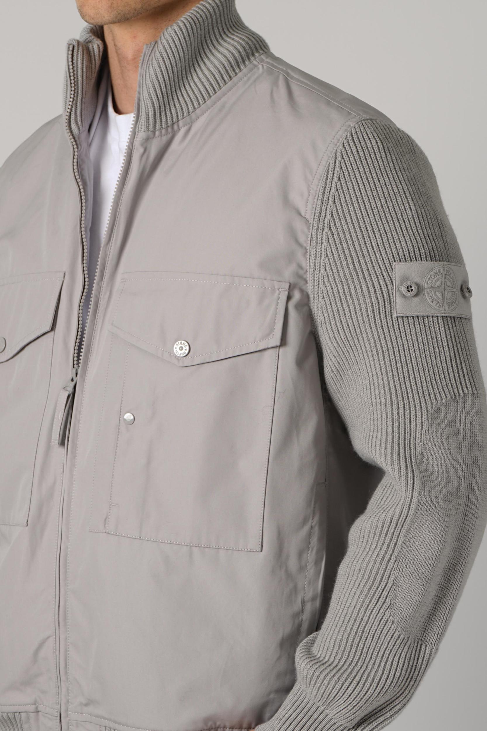 4100044 Stone Island All Weather Cotton Canvas And Knit S.I. Ghost Grey