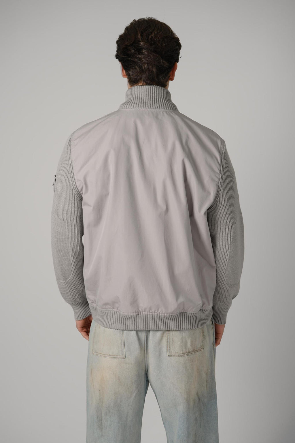 4100044 Stone Island All Weather Cotton Canvas And Knit S.I. Ghost Grey
