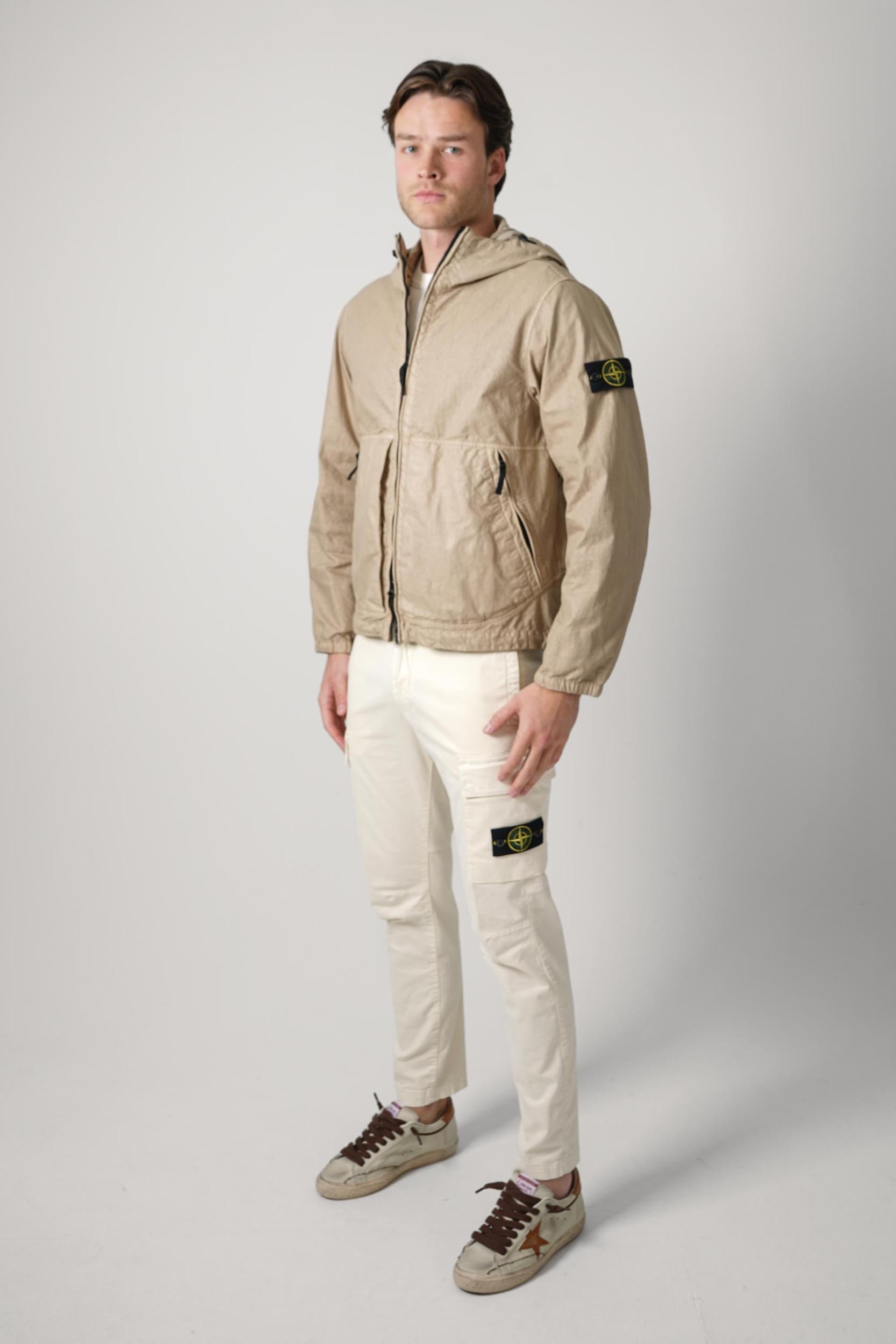4100053 Stone Island Hooded High Neck Jacket Dessert