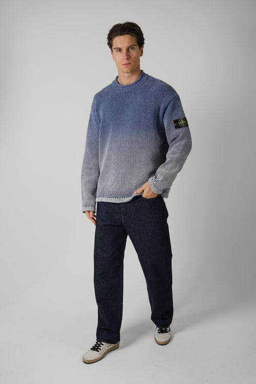 5100003 Stone Island Chenille Degrade Print Crewneck Jumper Avio Blue