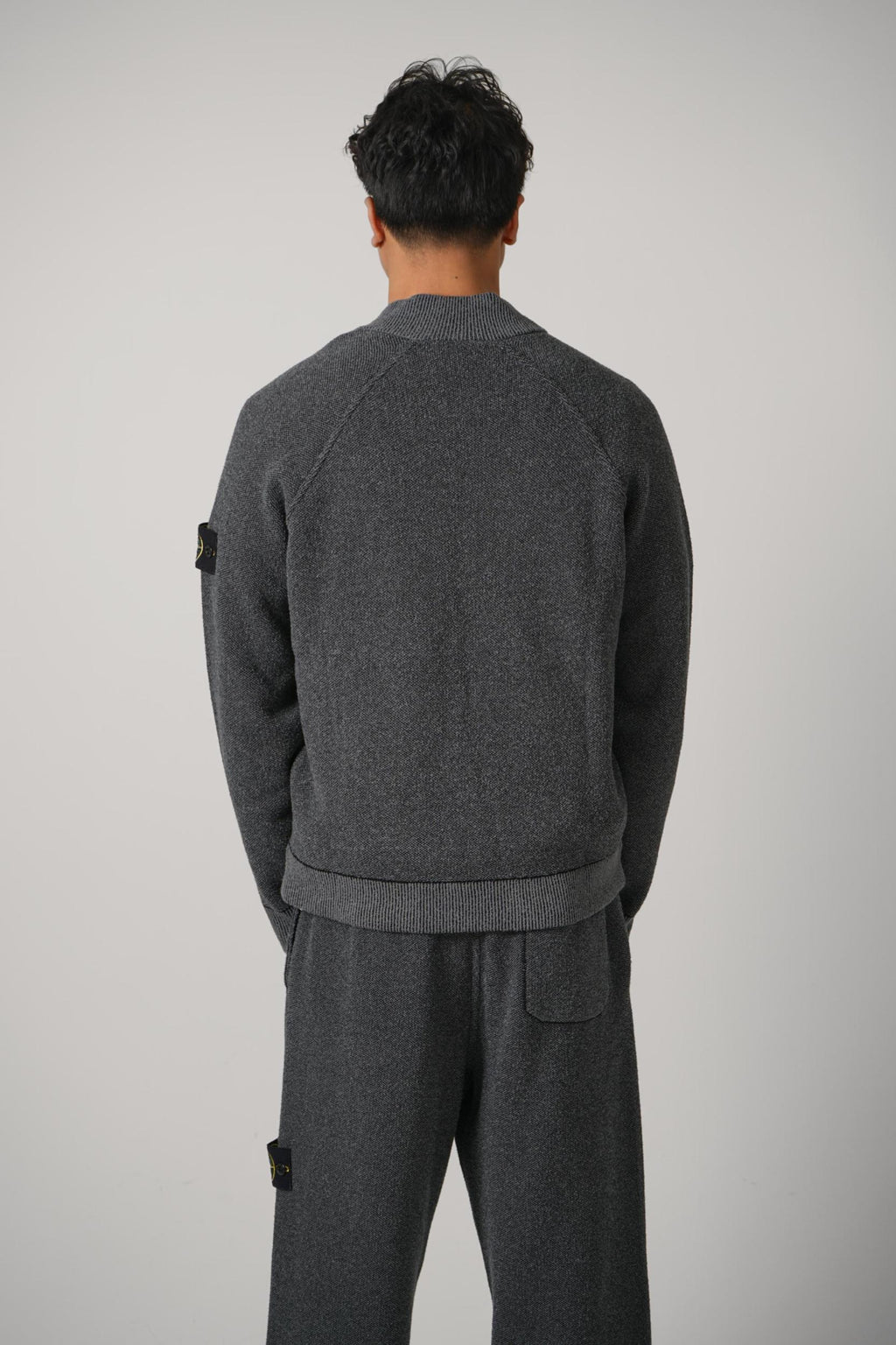 5100019 Stone Island Loose-Fit Zip-Up Jumper With Bombercollar Charcoal
