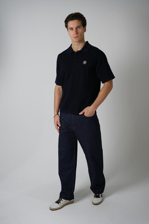 5100030 Stone Island Waffle Polo Navy