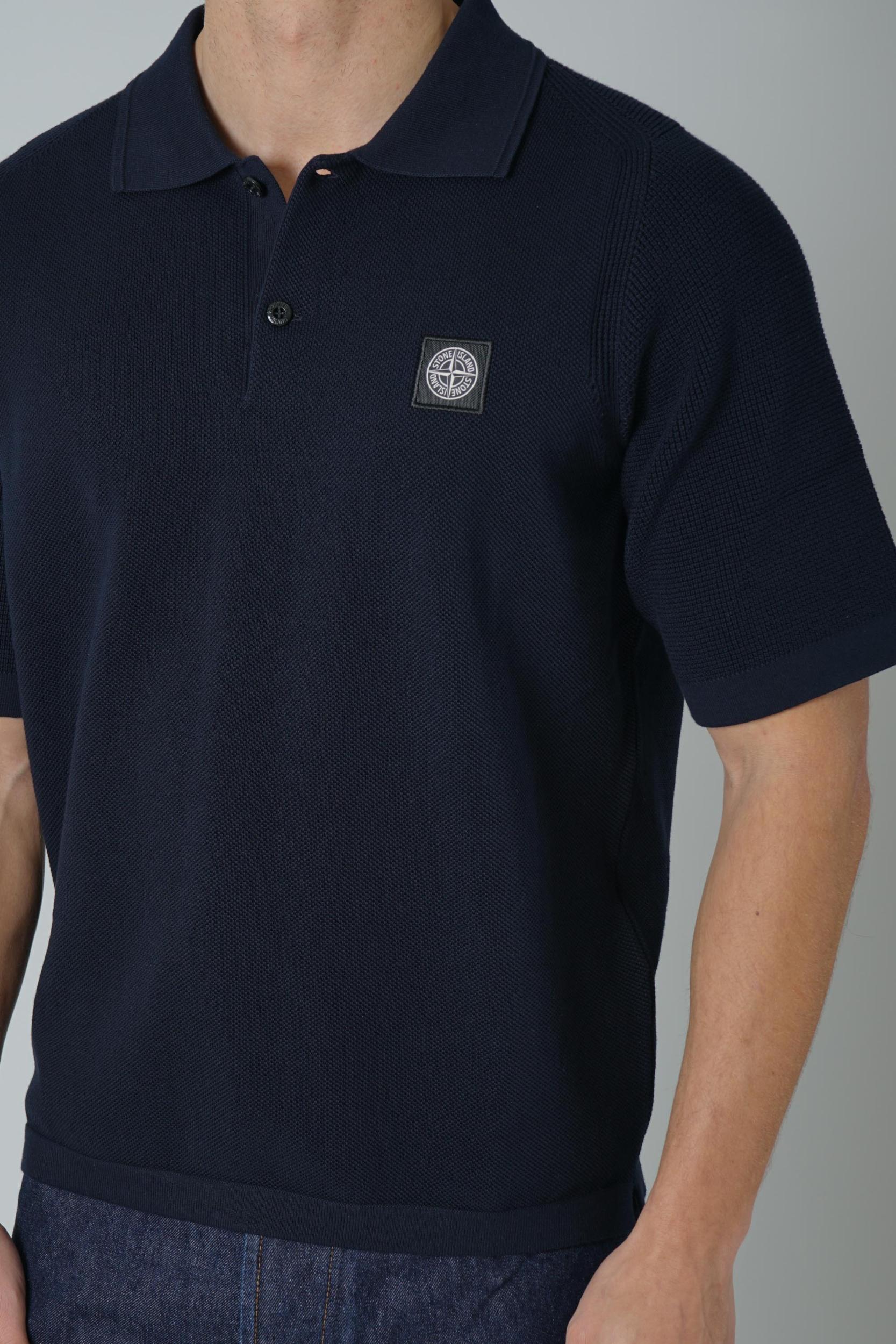 5100030 Stone Island Waffle Polo Navy