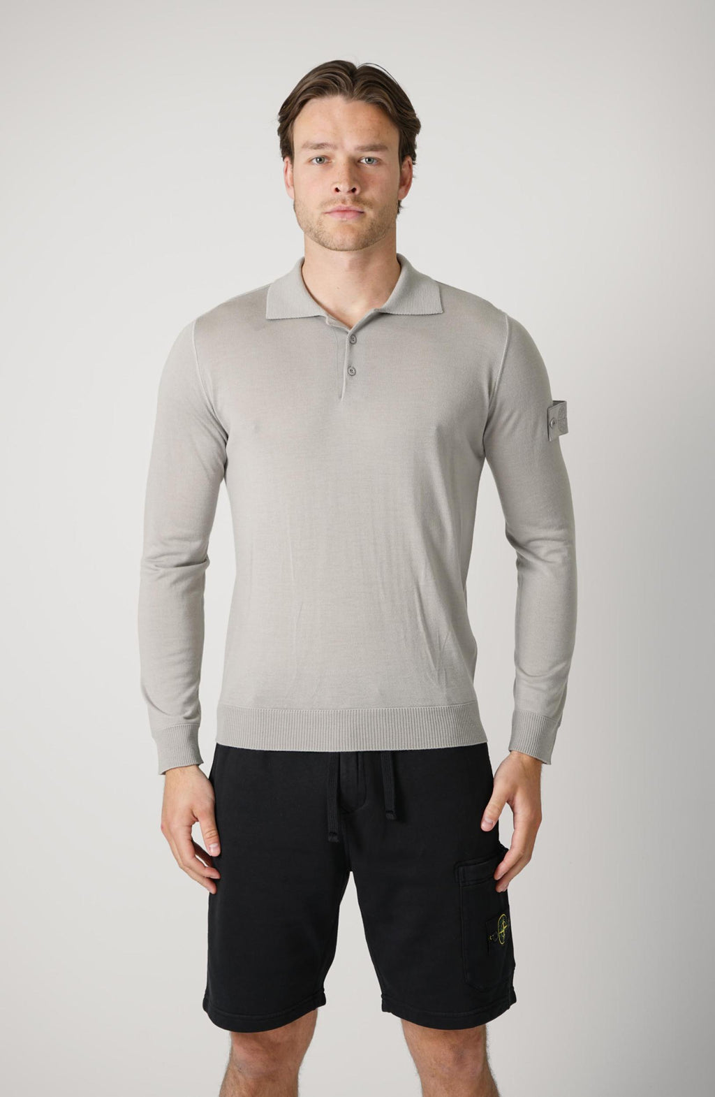 5100076 Stone Islan Ghost Longsleeve Polo Shirt Grey
