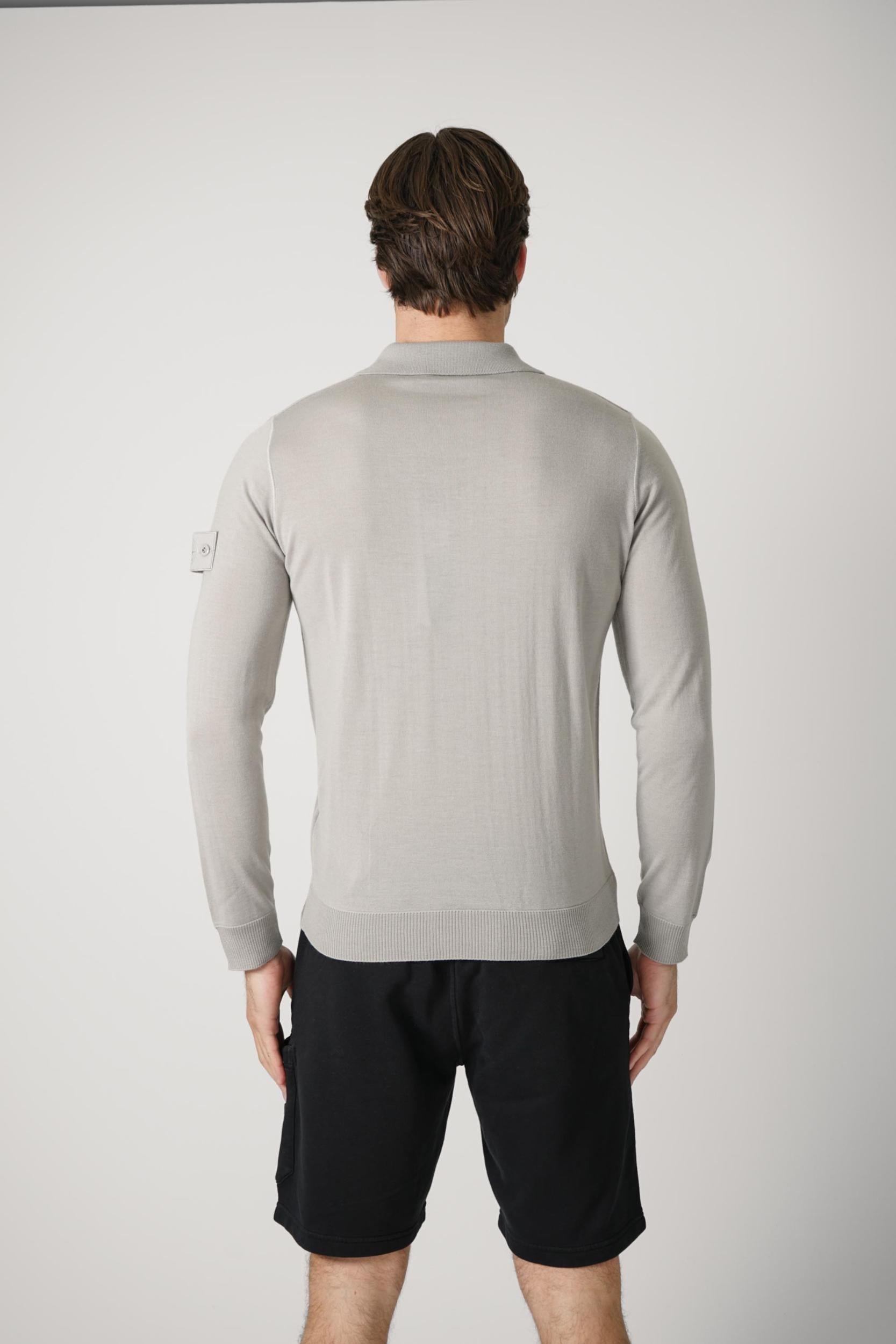 5100076 Stone Islan Ghost Longsleeve Polo Shirt Grey