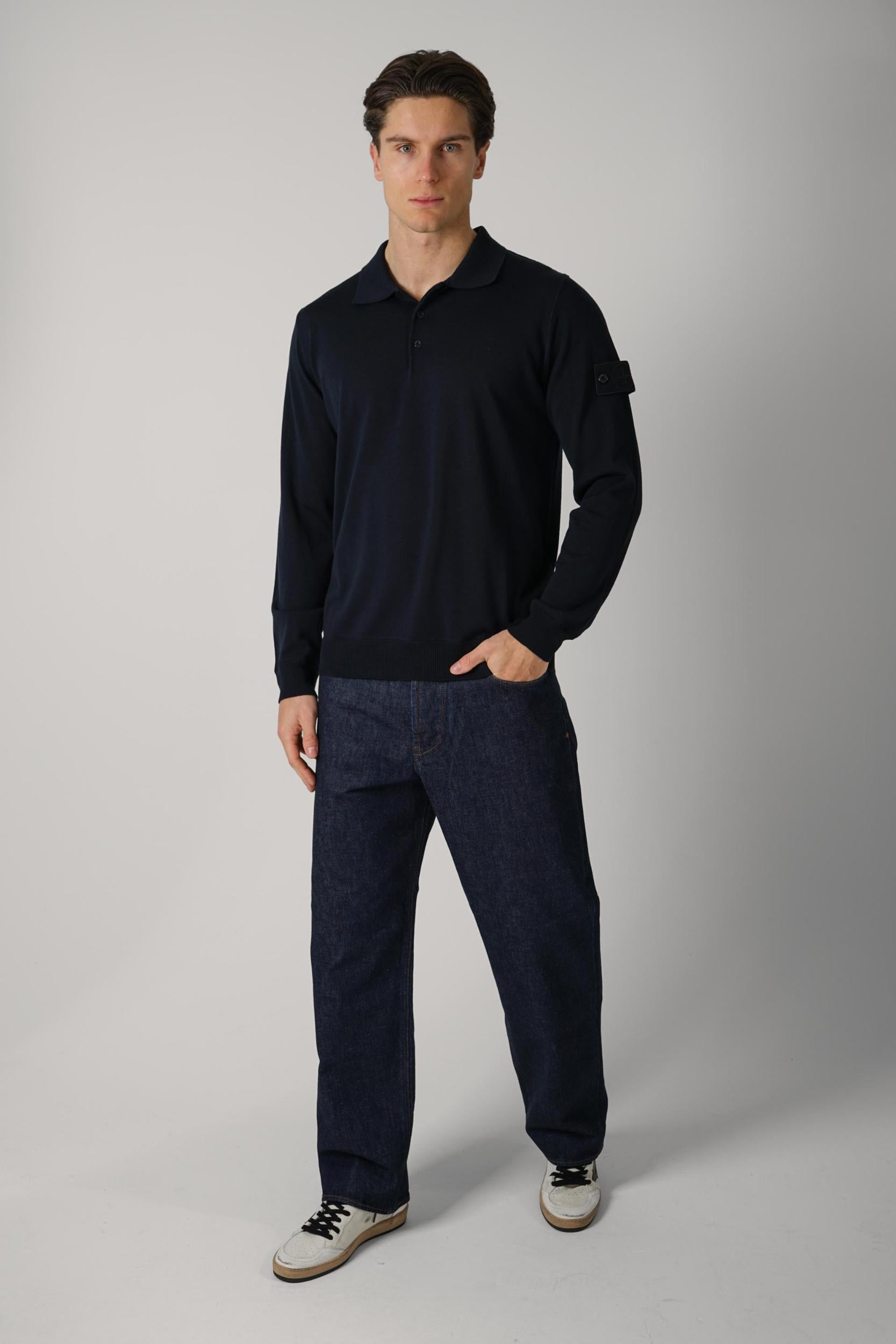 5100076 Stone Island Ghost Knit Polo Navy