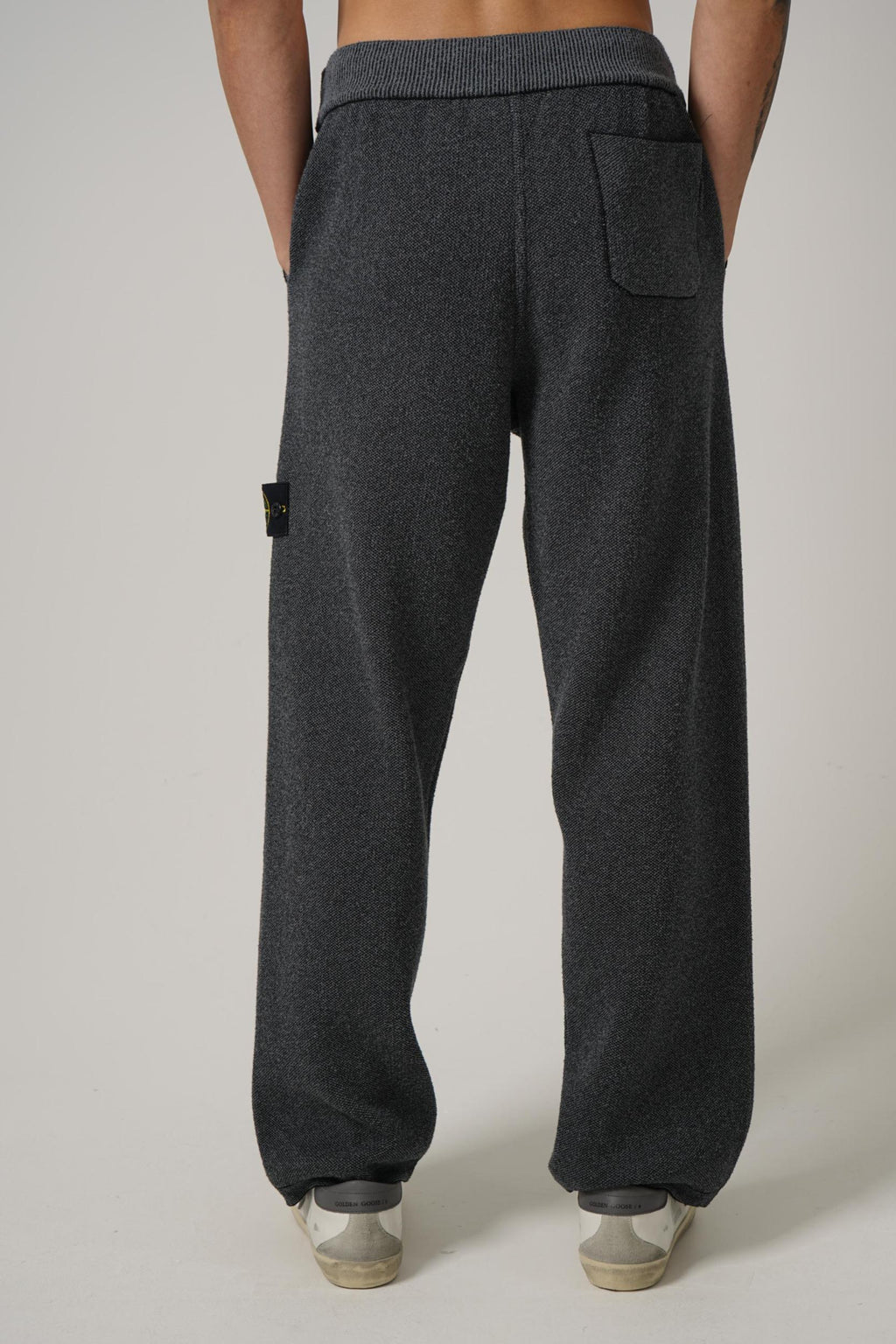 5200001 Stone Island Comfort Fit Knit Joggers With Contrast Cuffs Charcoal