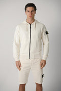 6100061 Stone Island Zip-Up Hoodie Creme