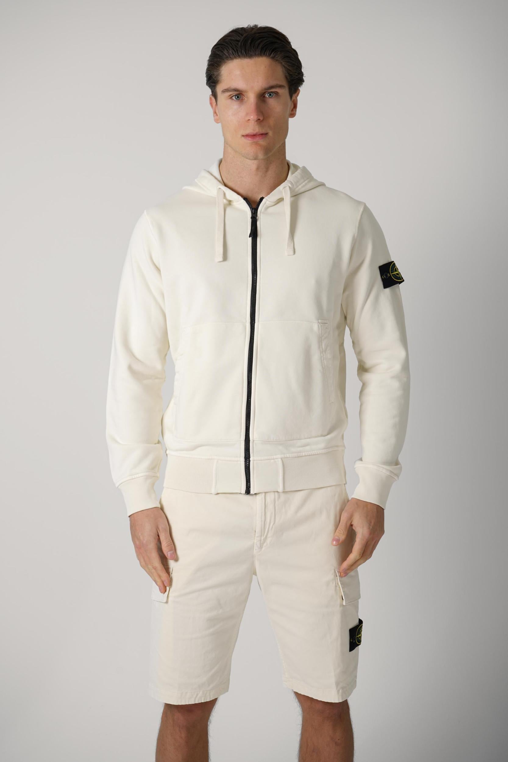 6100061 Stone Island Zip-Up Hoodie Creme