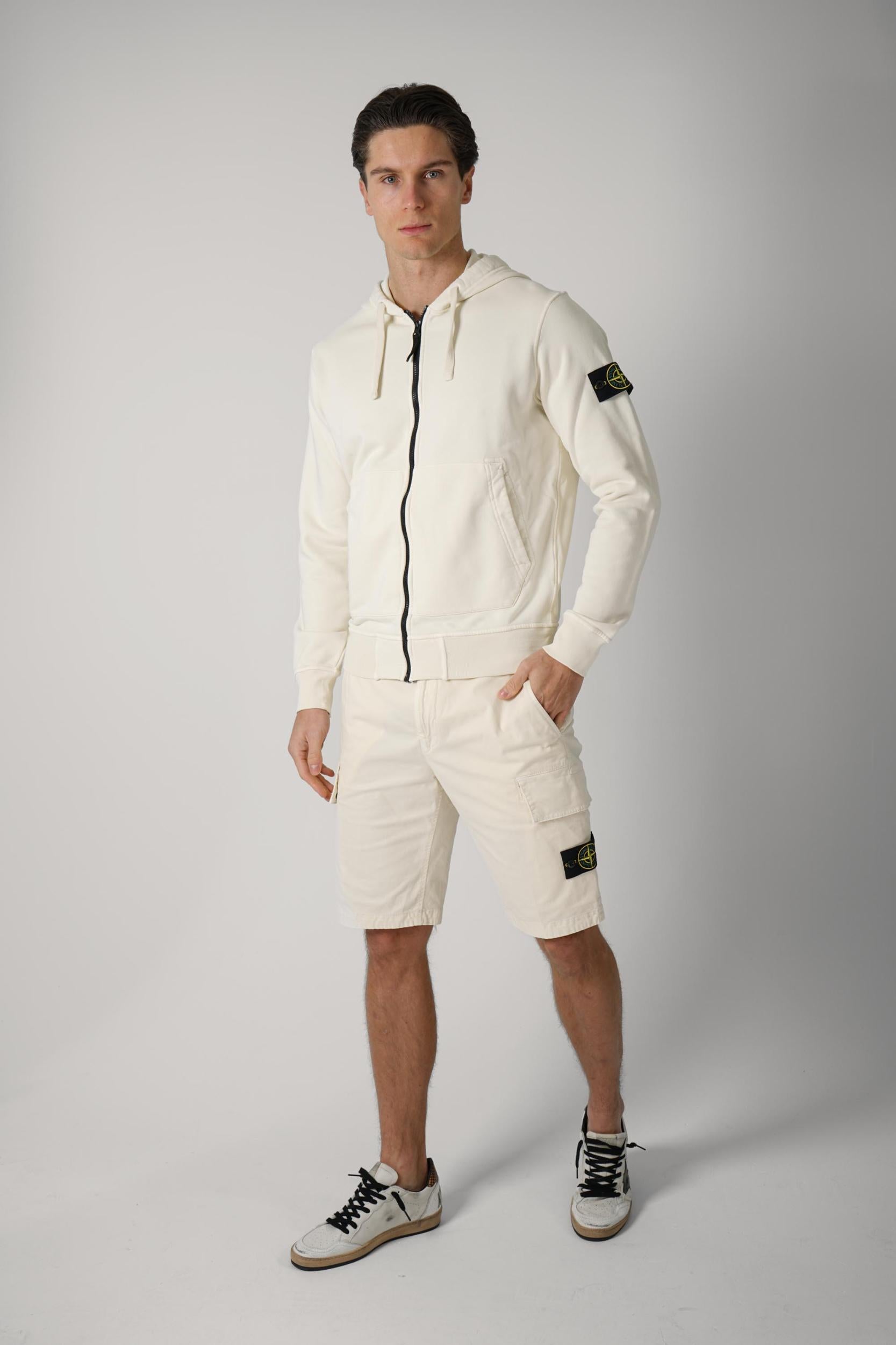 6100061 Stone Island Zip-Up Hoodie Creme