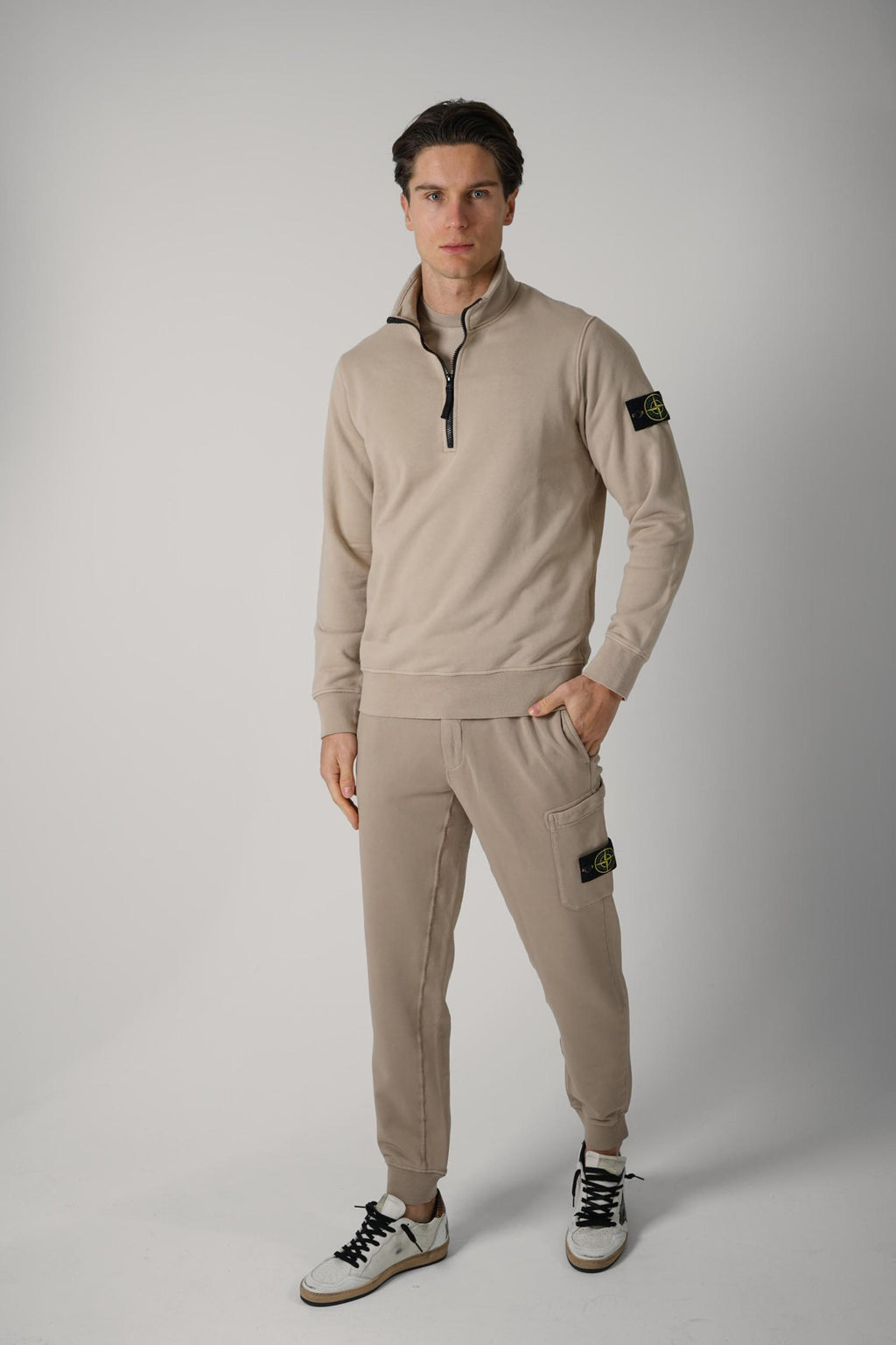 6100070 Stone Island Half-Zip Sweater Desert