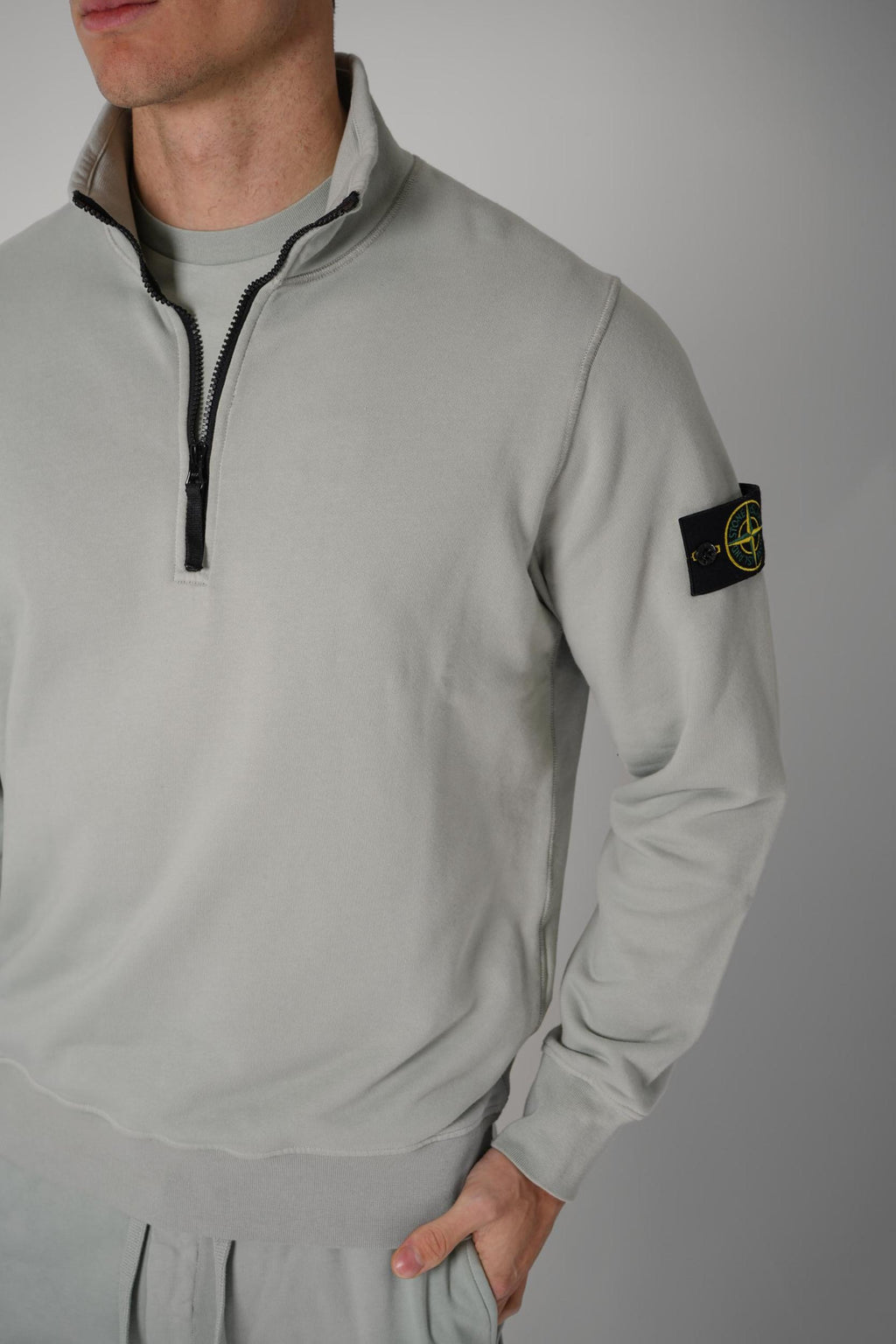 6100070 Stone Island Half-Zip Sweater Sage Green