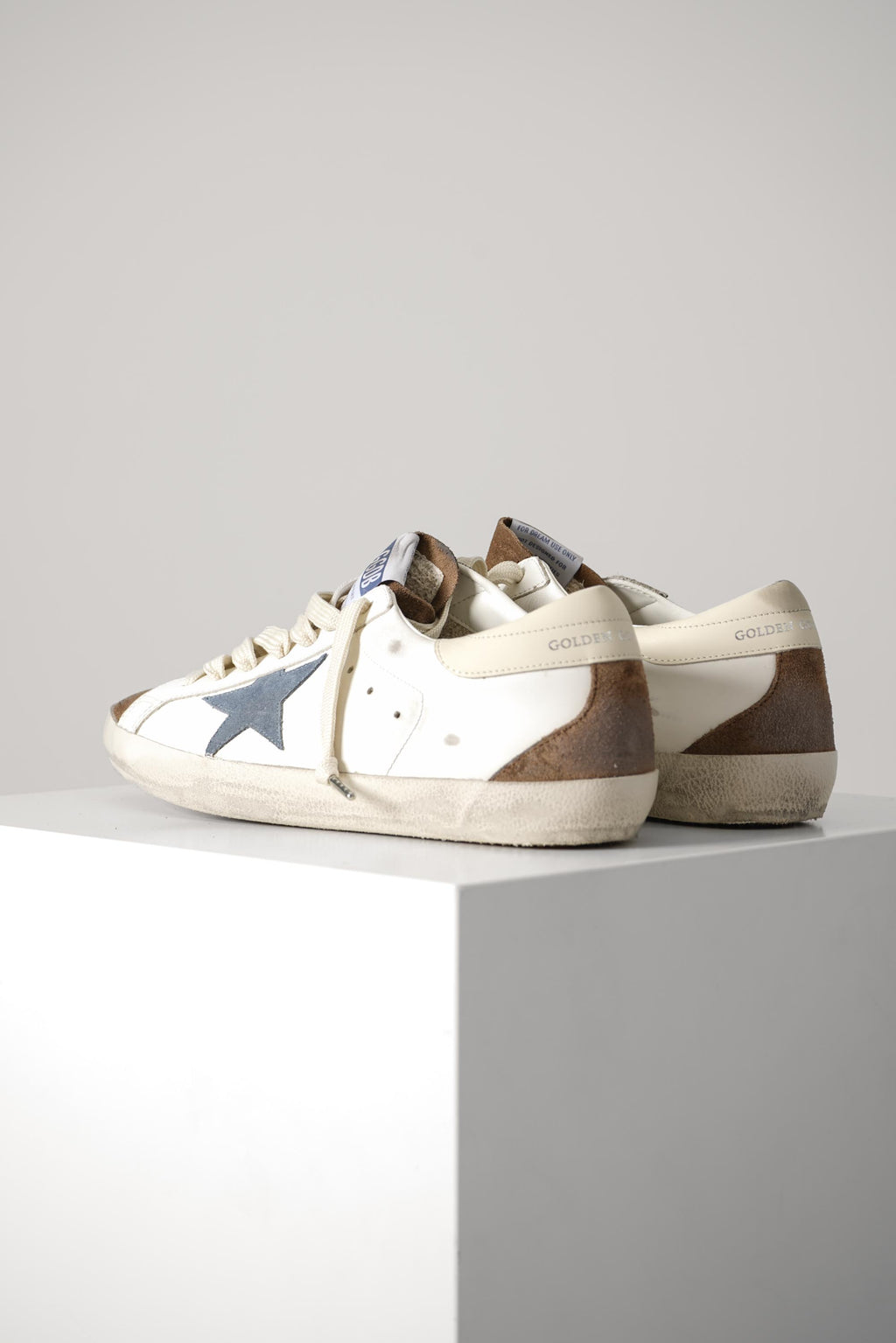 Golden Goose Super Star Leather Upper – White/Brown/Blue