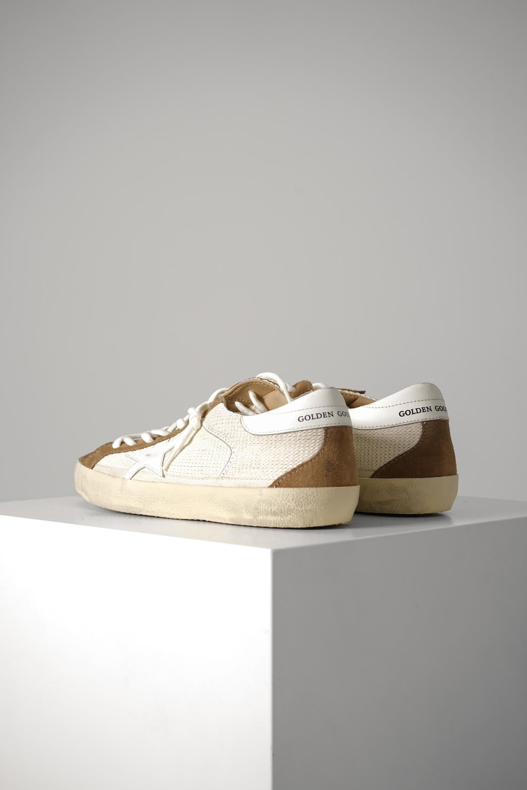 Golden Goose Super Star Crochet Fabric Upper Leather Star – Cream/White/Brown